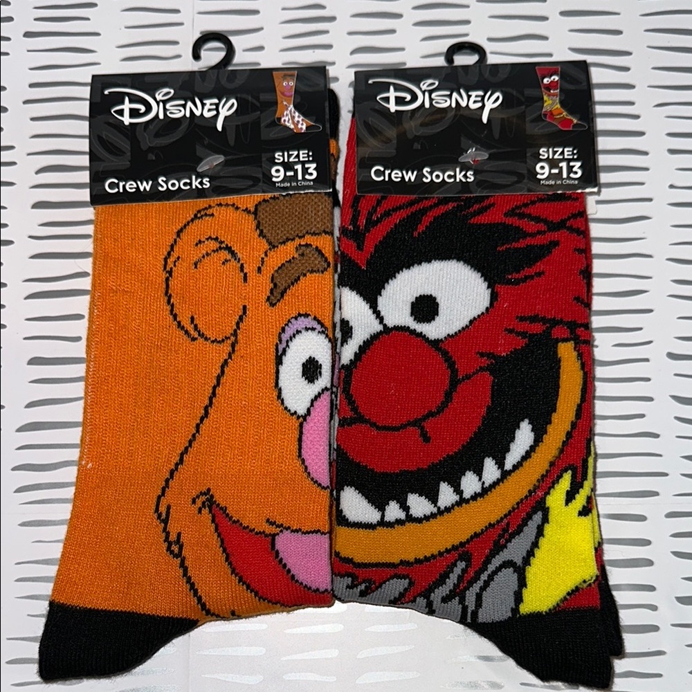 Muppets Disney Men's Crew Socks - Fozzie Bear and Animal